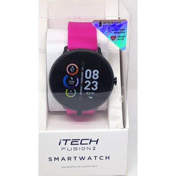 iTech Fusion 2 Smartwatch: Durable & Lightweight | Hot Pink Band | Android & iOS - Picture 6 of 16